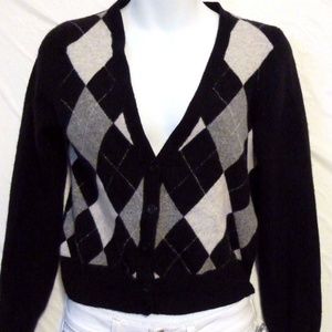 JCrew Women Cashmere Wool Argyle Cardigan Sweater